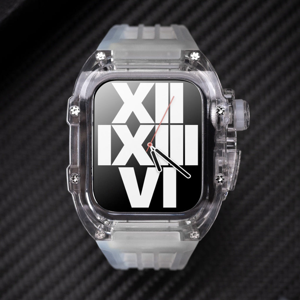 RM V30 Glacier sorozat fluorkarbon gumi átlátszó tok gumiszalag mod készlet Apple Watch-hoz