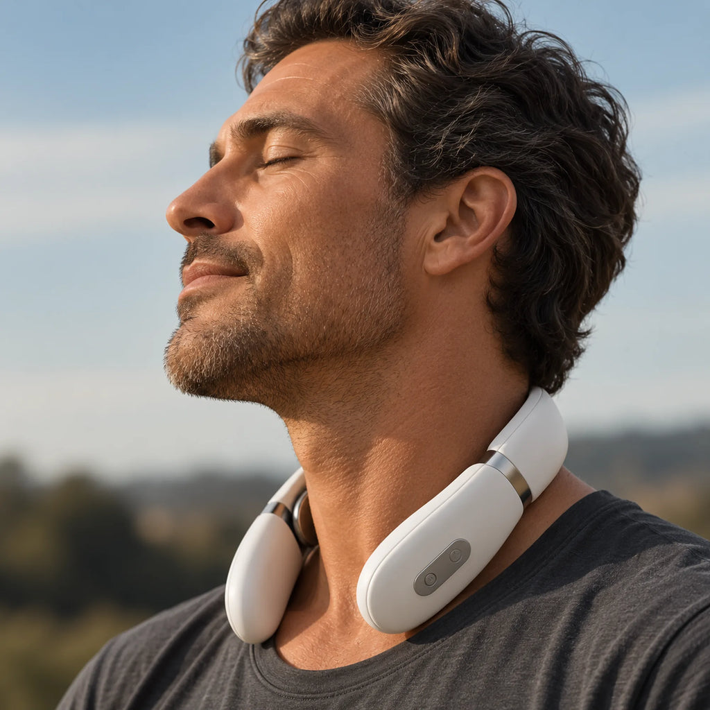 EMS Neck Massager – Hands-Free, 16 Intensity Levels, Rechargeable