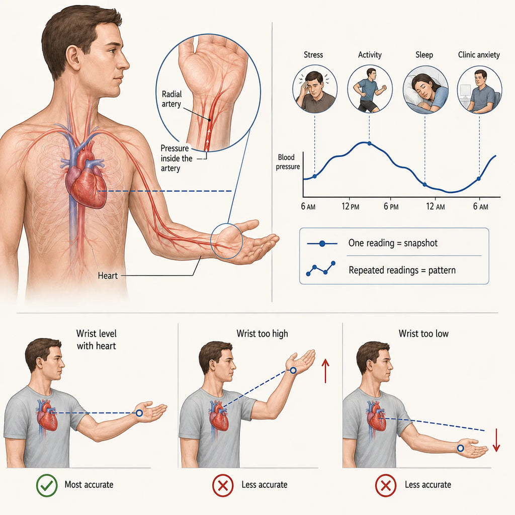 Wrist Blood Pressure Monitor – Voice Readout, 2 Users, USB-C Rechargeable
