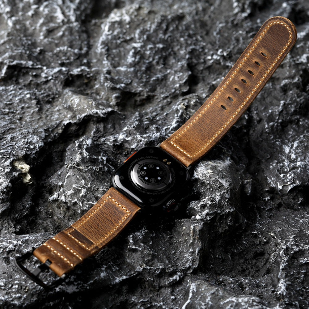 Correia de couro artesanal vintage para Apple Watch
