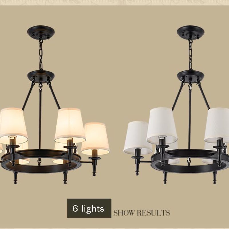 Silva Vintage Ring Chandelier — Metal and Fabric Accents, Black and Copper
