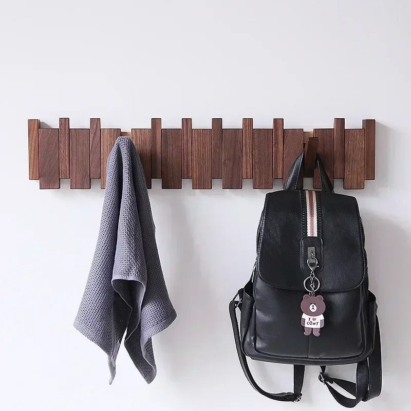 Elegantní nástěnný dřevěný věšák na kabáty s klavírním vzorem pro klíče, klobouky a kabáty