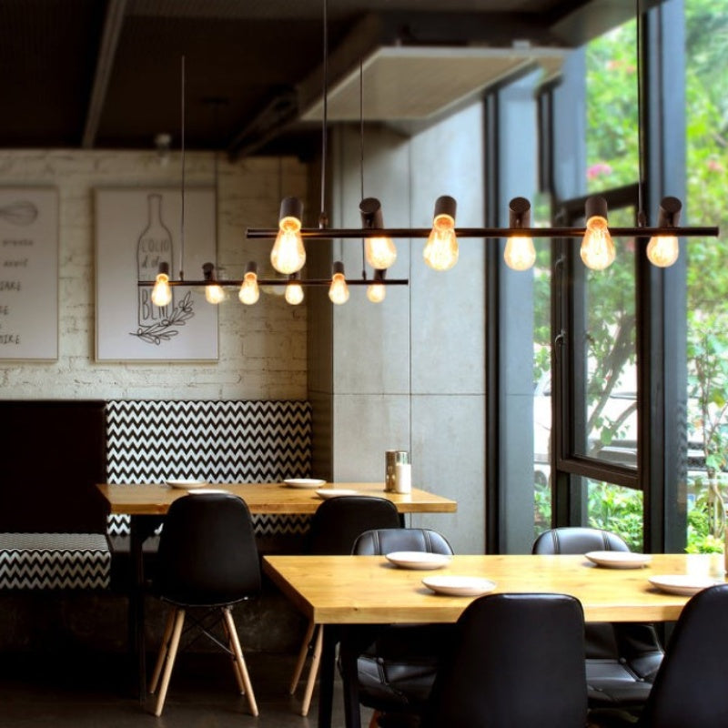 Epoch vintage LED-lysekrone — robust sort metalramme