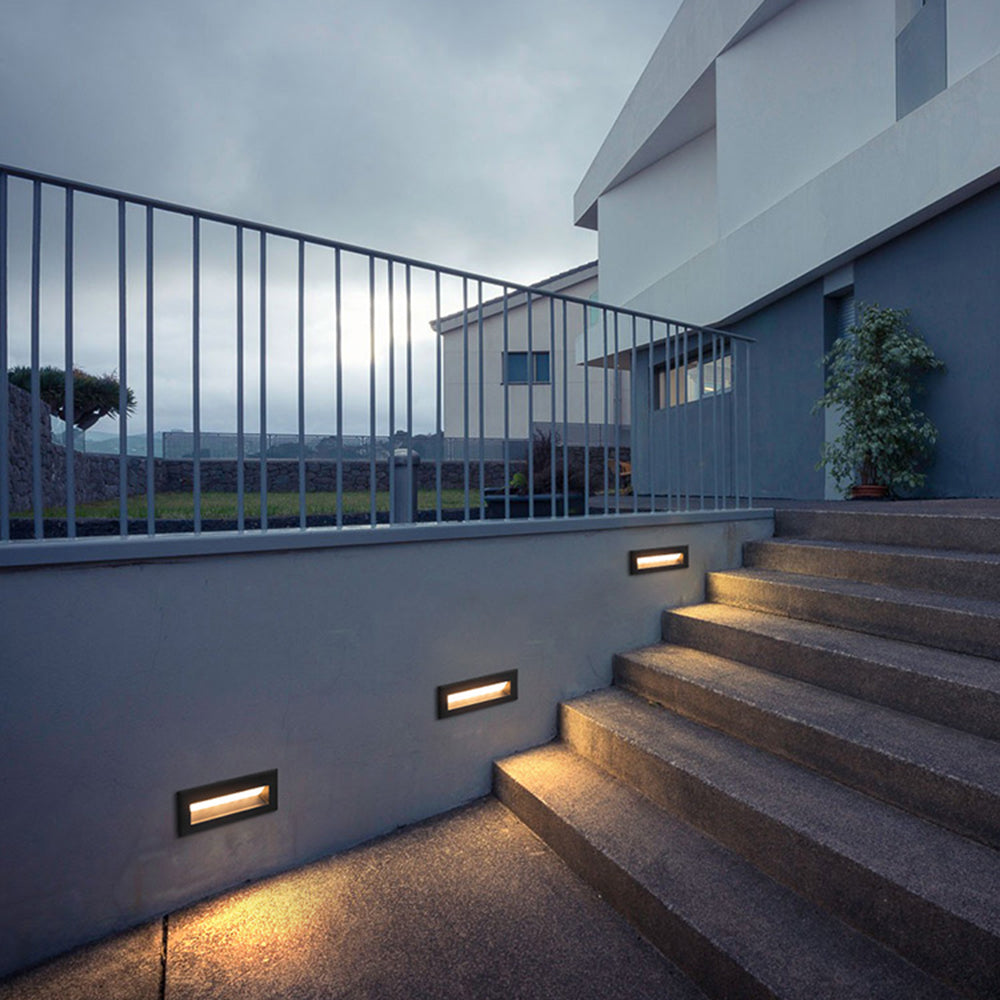 Ray Modern Metal Rectangular Outdoor Deck/Step Light, Black - Neutralighting