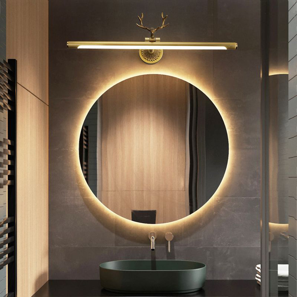 Arisha Modern Staghorn Vanity Mirror Sconces — Black/Brass