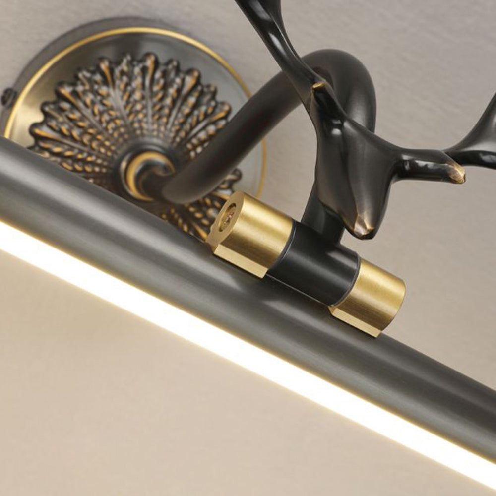 Arisha Modern Staghorn Vanity Mirror Sconces — Black/Brass