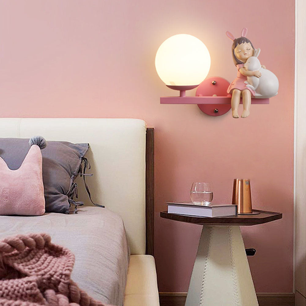Aria Modern Wall Lamp — White & Pink Finish, Metal & Glass Frame, Hardwire Mount