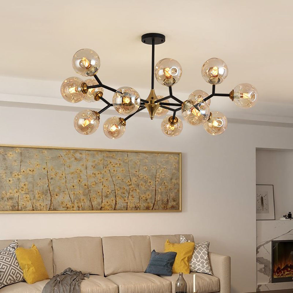 Valentina Art Deco Glass Bubble Chandelier, Amber - Neutralighting