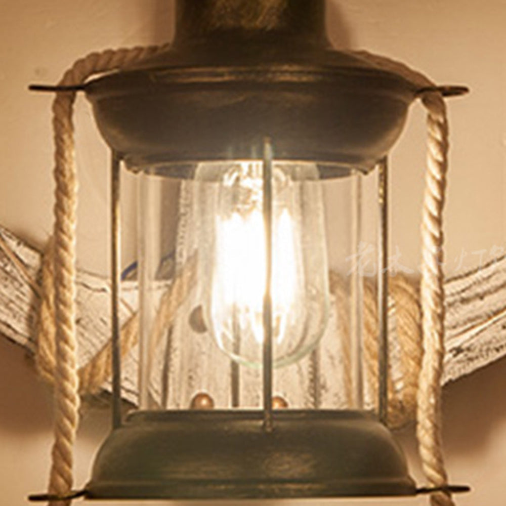 Epoch Anker-Laternen-Wandleuchte - Vintage-/Antikdesign, Holzoptik