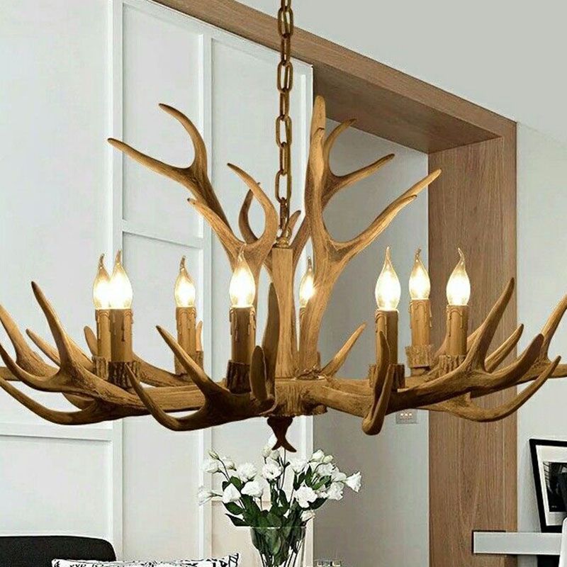 Silva Retro Deer Antlers Candle light Horn Resin Chandelier - Neutralighting