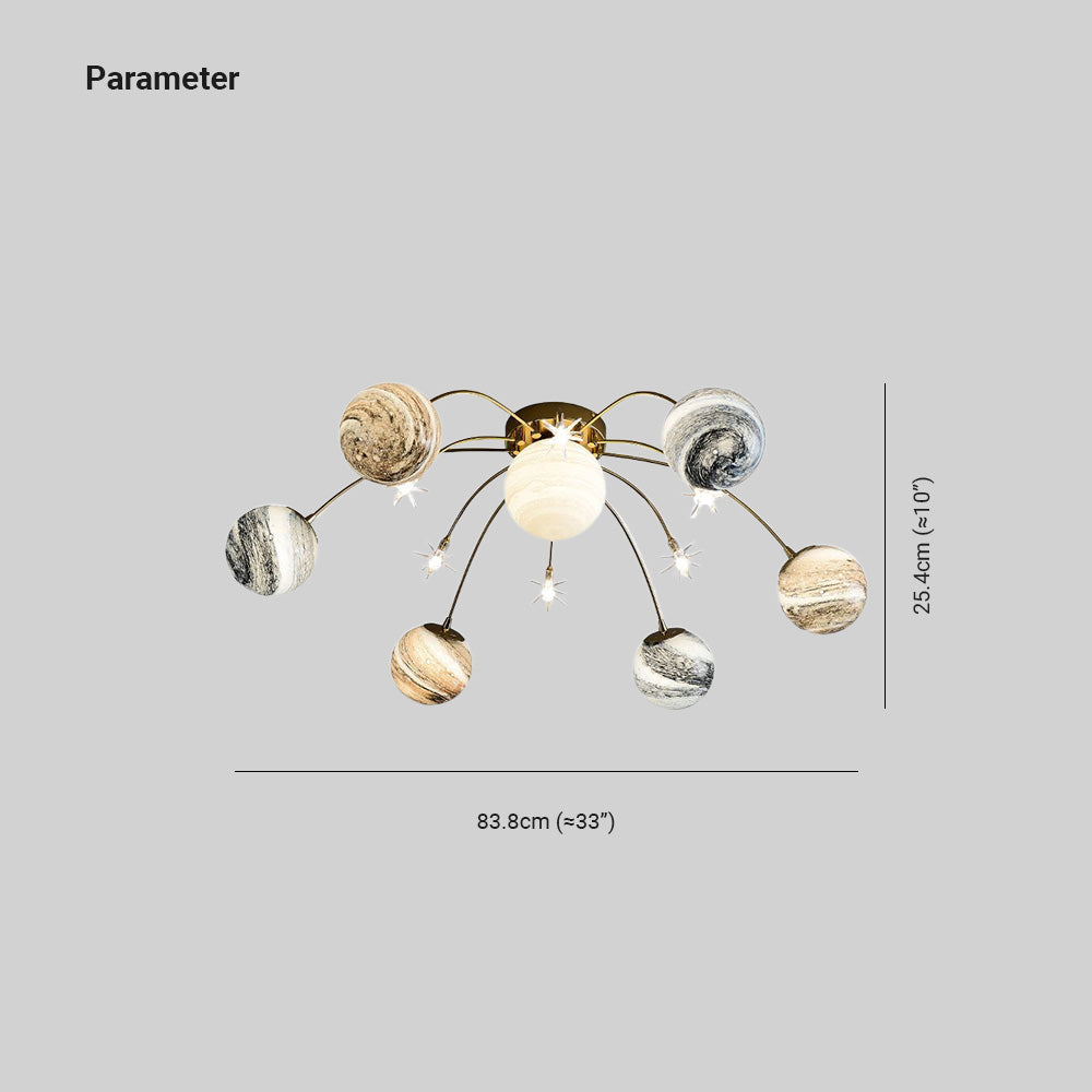 Aria Modern Planet Flush Mount Ceiling Light — Lightweight Rust-Resistant Design