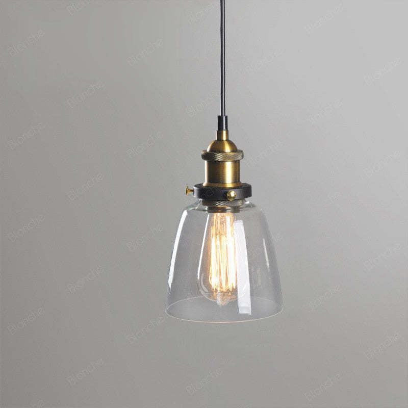 June Industrial Pendant Lamp — Clear, Amber & Smoke Grey Glass Shade