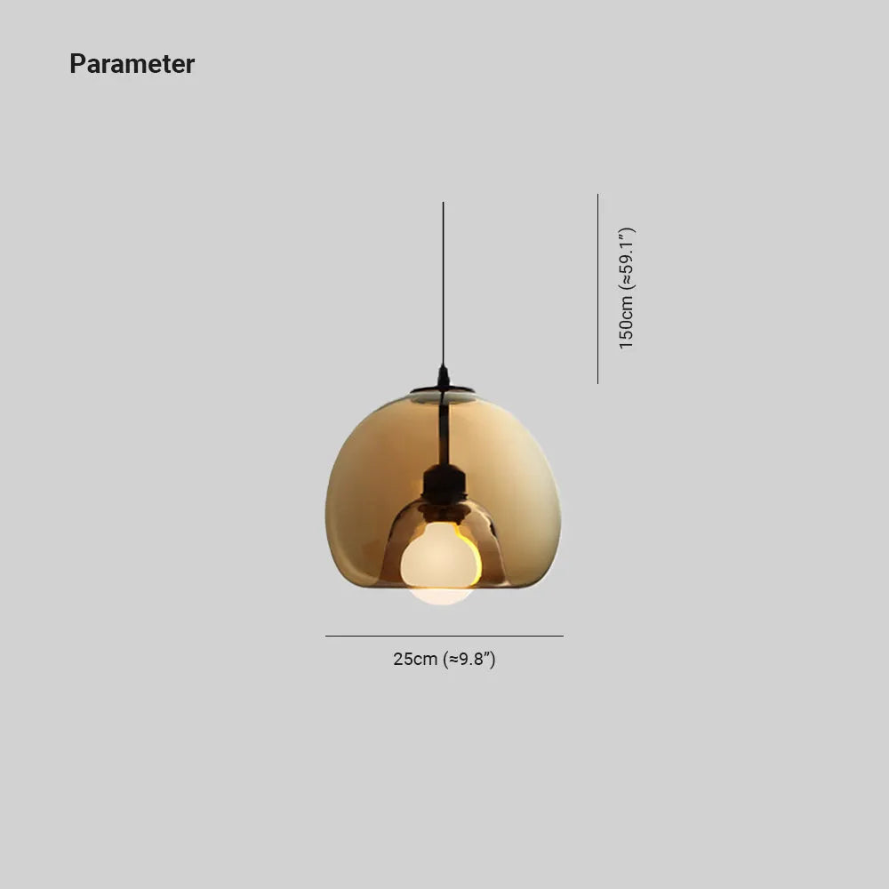Glass Globe Pendant Light — Amber Smoky Grey, June Design