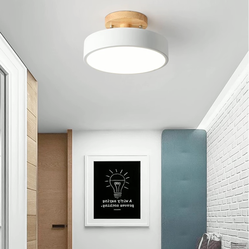 Orya Round LED Flush Mount Ceiling Light — Tri-Color Switch, Modern Wood Design