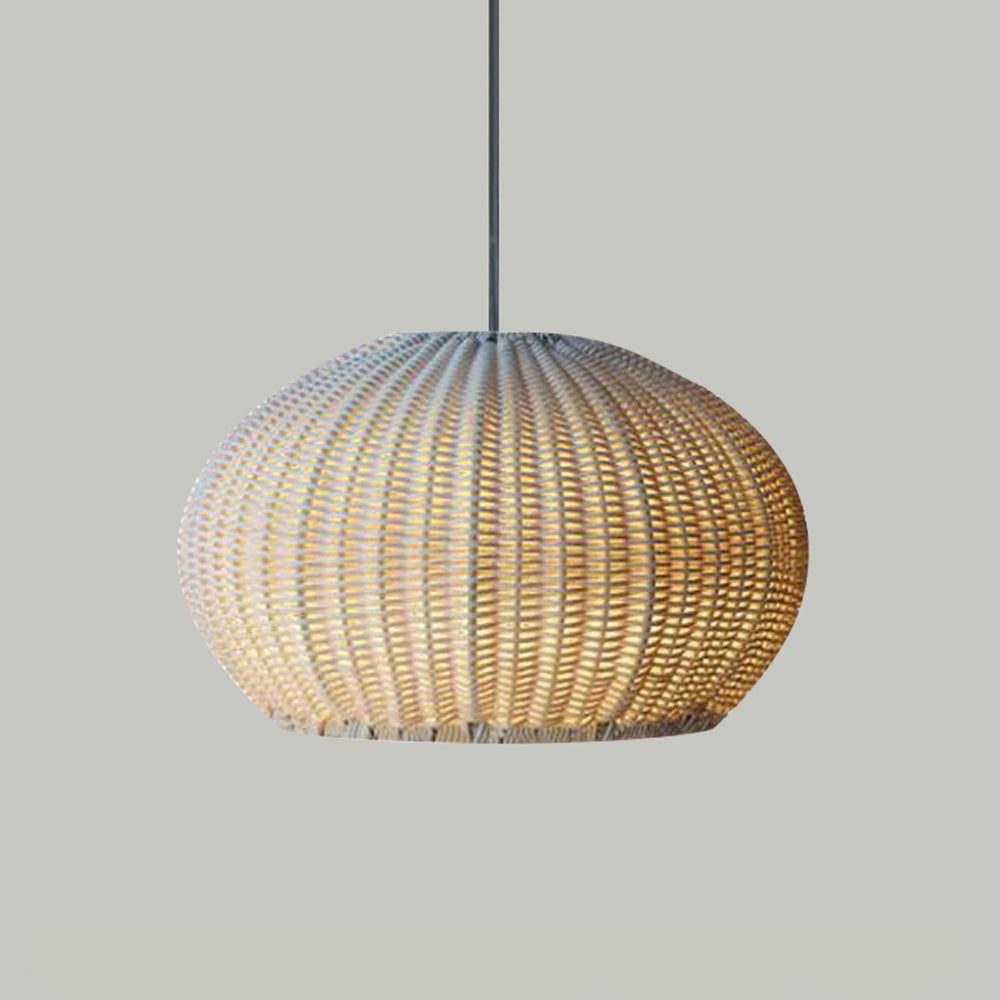 Ray moderne pendellampe i lanterne-stil — Metallramme, beige/kaffe
