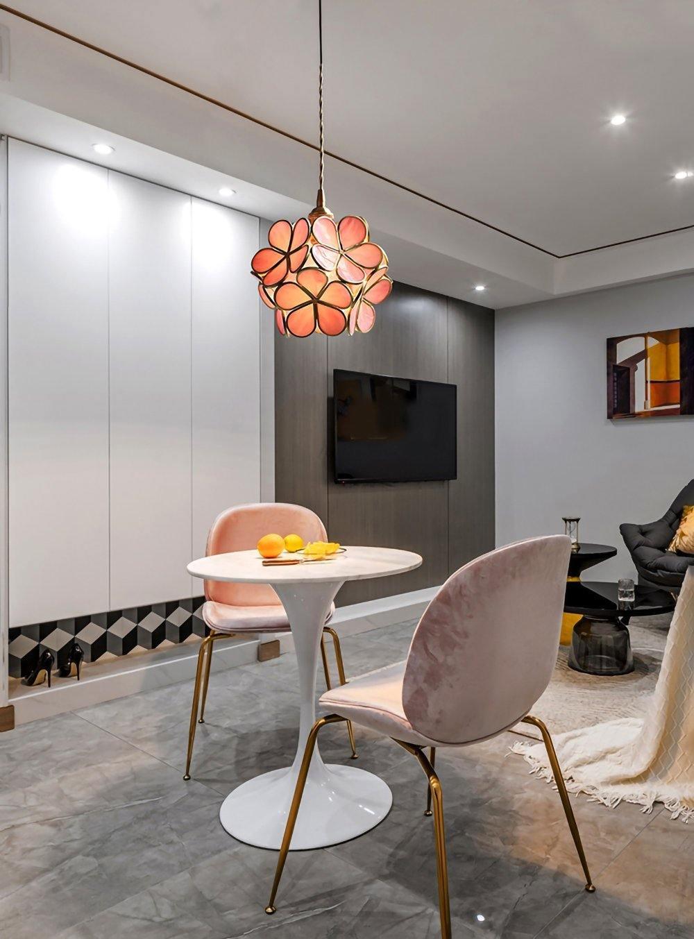 Handgeblasene Glas-Pendelleuchte in Blütenform