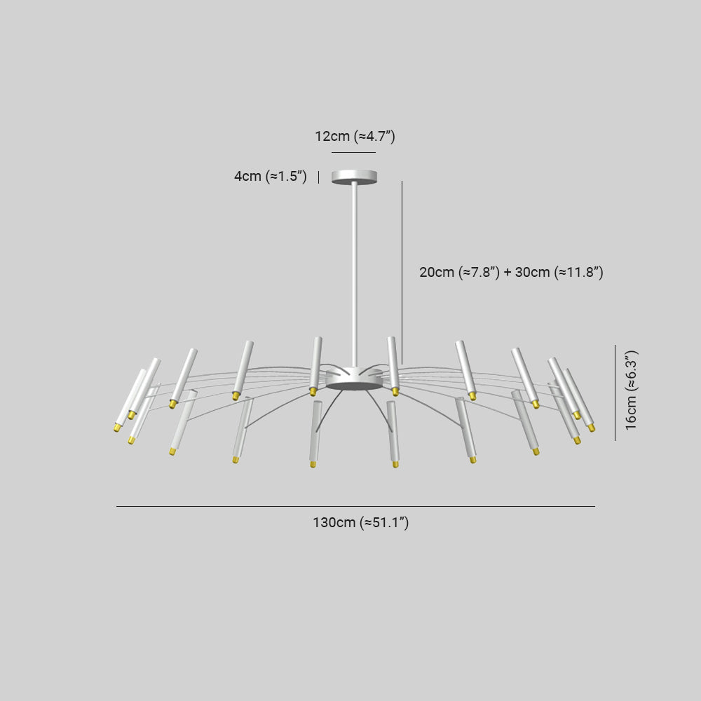 Arisha Modern Linear Metal Chandelier — Multi-Head Blown Design