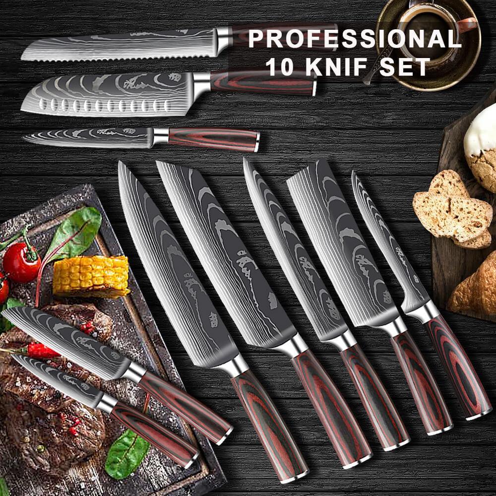 Ensemble de 10 couteaux de chef professionnels