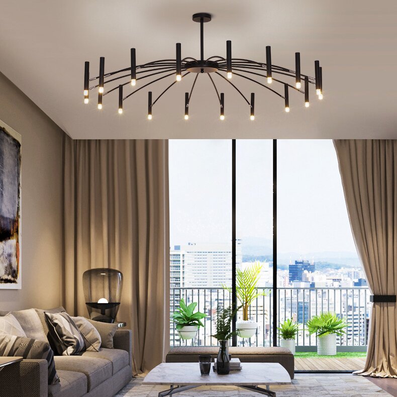 Arisha Modern Blown Linear Metal Multi-heads Chandelier - Neutralighting
