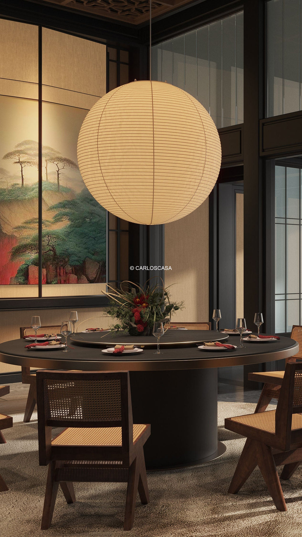 Japanese Handcrafted Washi Paper A Pendant Lamp