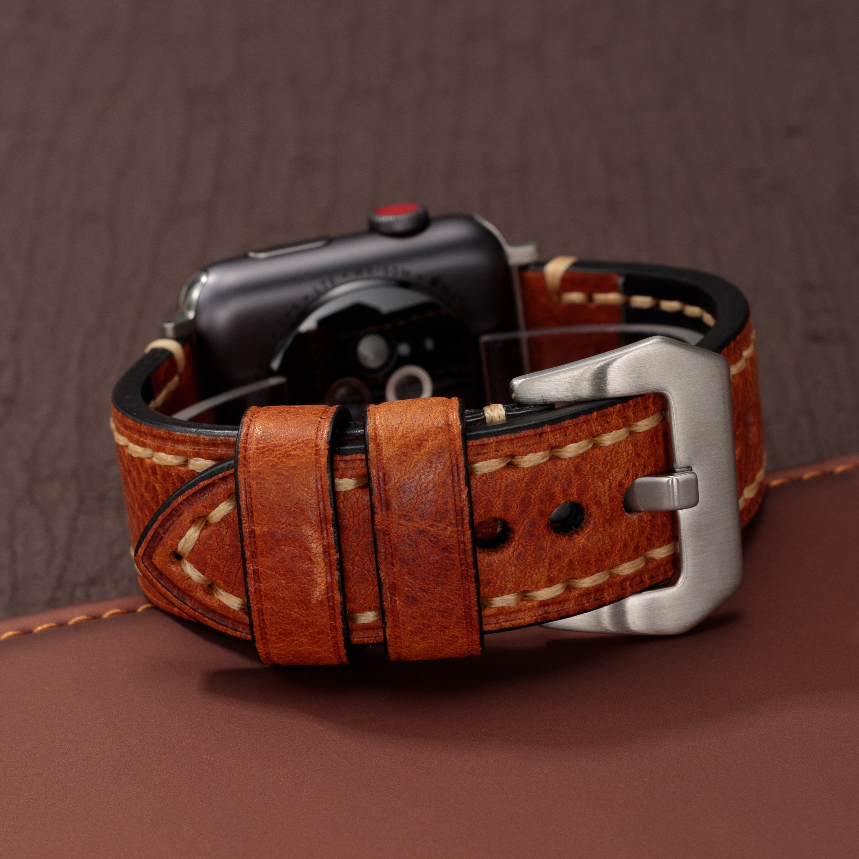Tali Jam Apple Kulit Vintage - Buatan Tangan