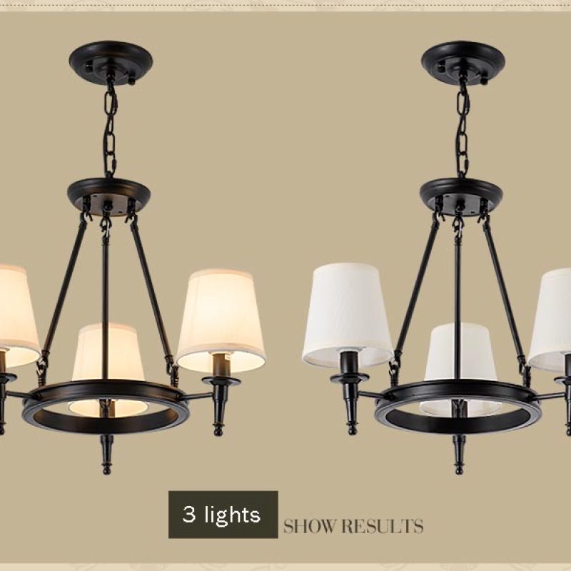 Silva Vintage Ring Chandelier — Metal and Fabric Accents, Black and Copper