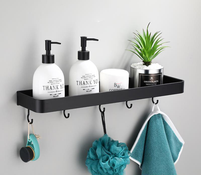 كيلان | رف حمام أسود مثبت على الحائط من الألمنيوم الفضائي | أورنتلي