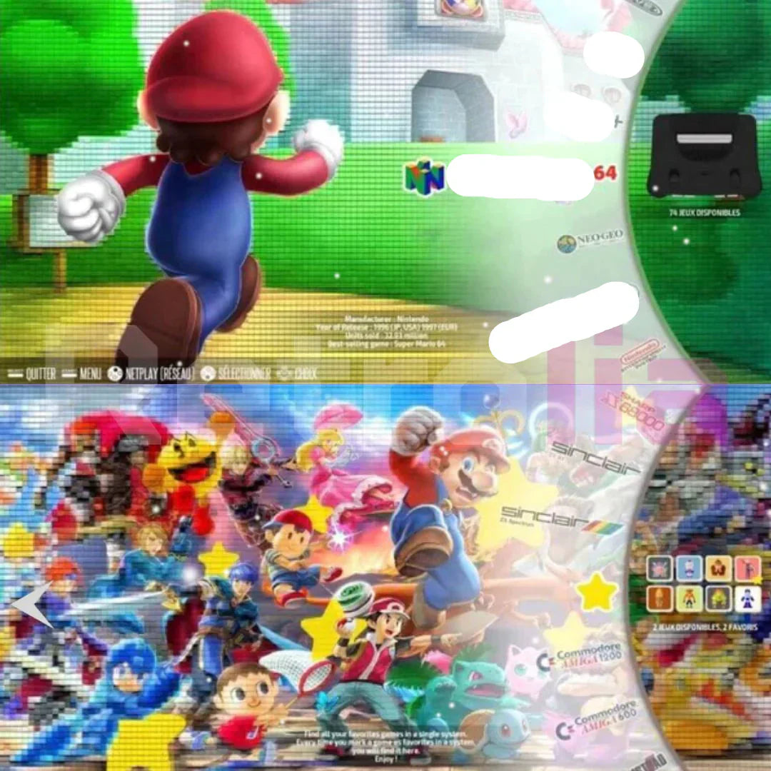 PixelDrive 64gb: Eredeti 2 vezérlővel - Több mint 20.000 játék Mario-tól Pokémonig