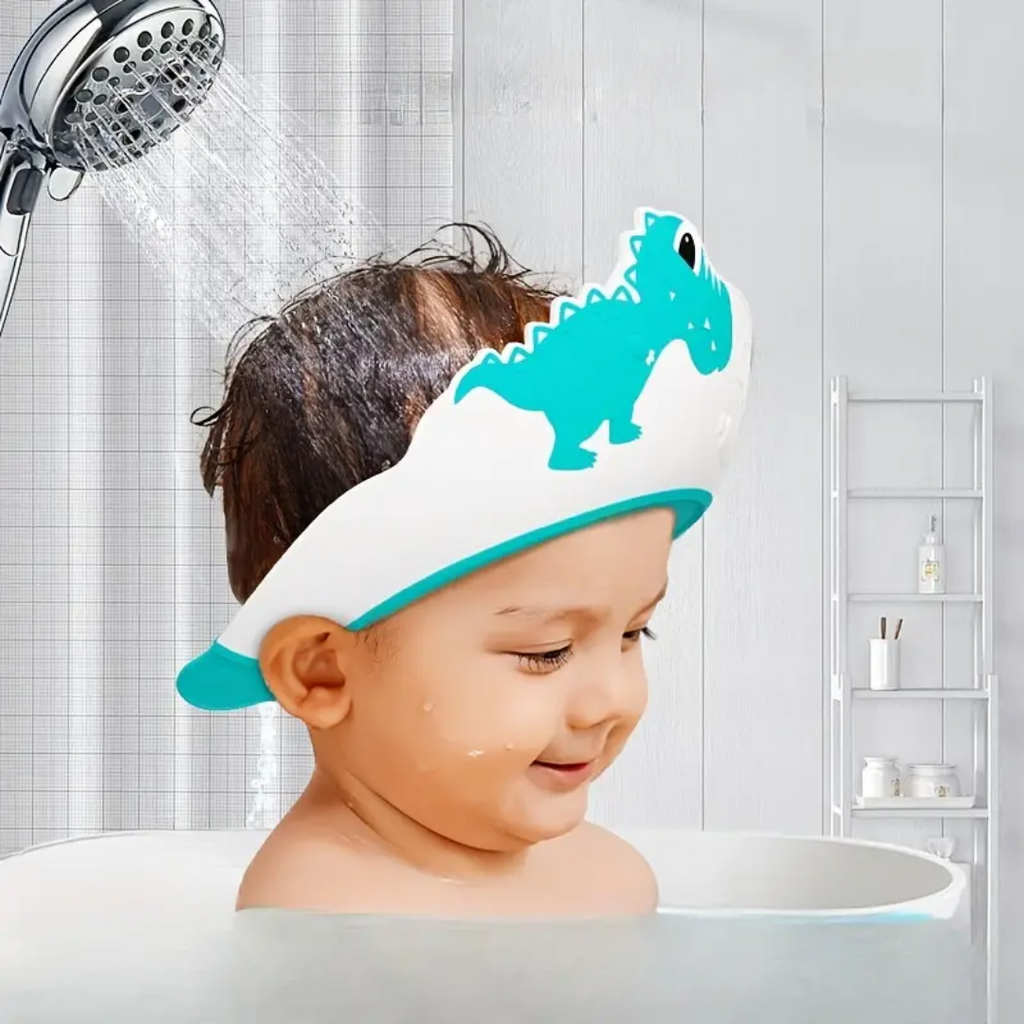 SplashSafe Dino | Badehette som beskytter mot vann og sjampo