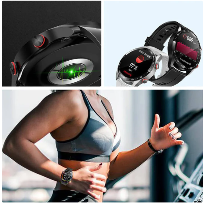 Zenorix 防水男士智能手表，带心电图、光电容积描记法心率和血氧监测