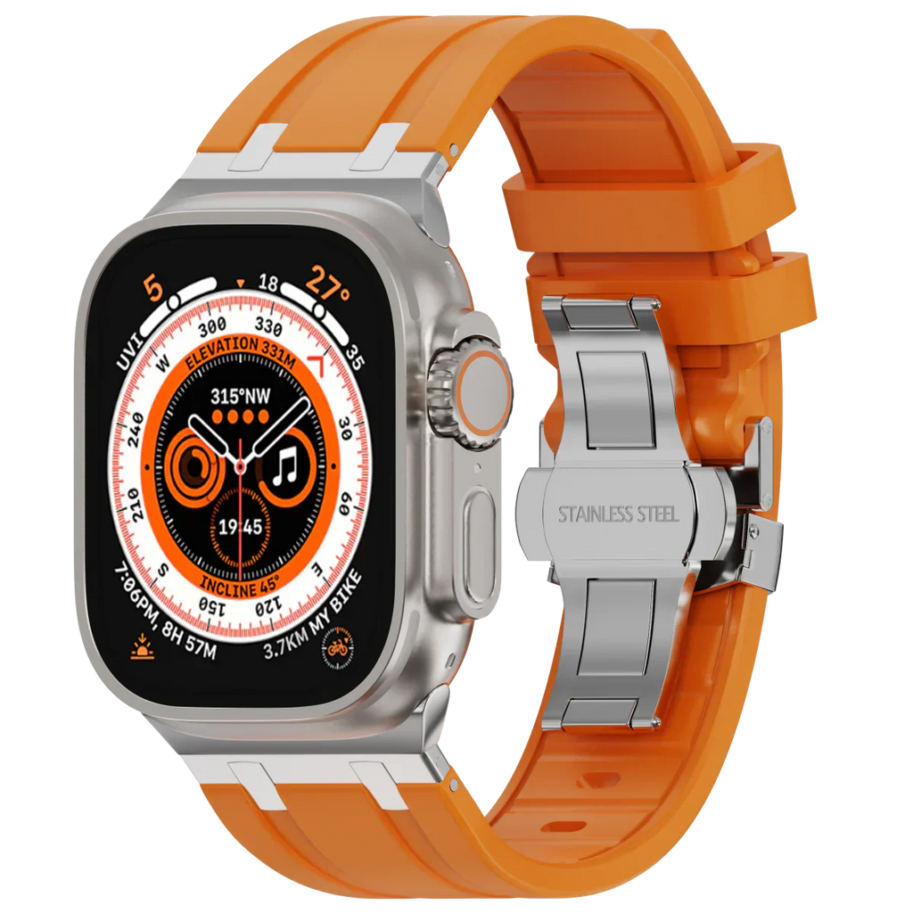 Cinturino in silicone di lusso con fibbia a farfalla AP per Apple Watch