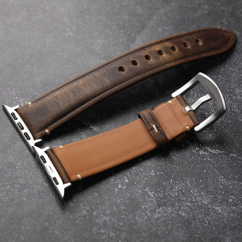 Håndlavet italiensk læderrem til Apple Watch