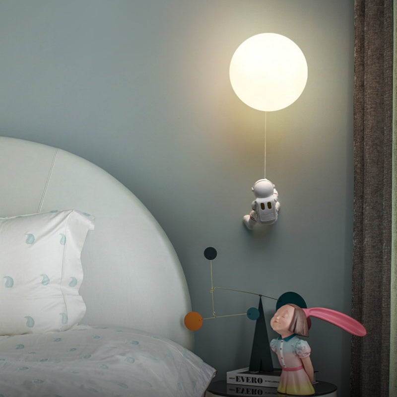 Aria Modern Moon LED Indoor Wall Lamp White Resin Kid's Room - Neutralighting