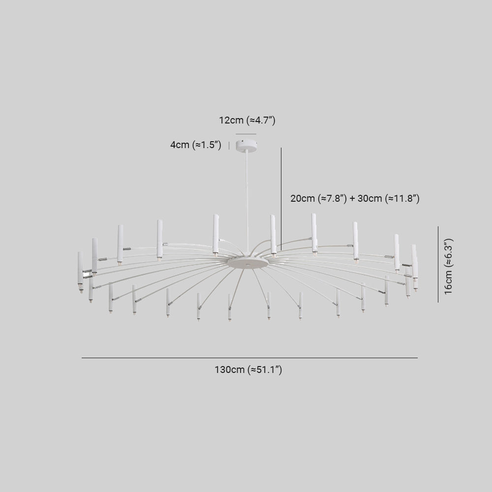 Arisha Modern Linear Metal Chandelier — Multi-Head Blown Design