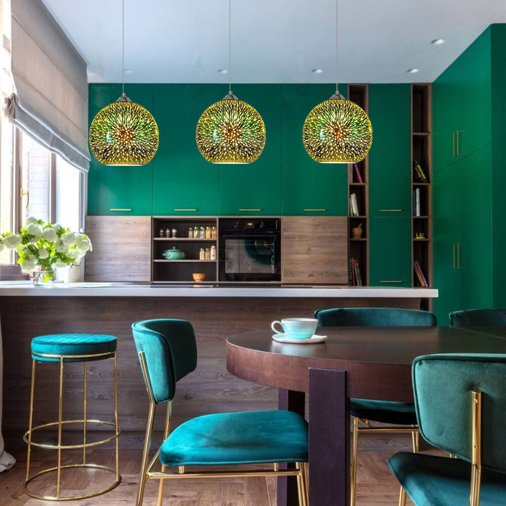 LumiNova 3D Bunte Zauberhafte Glas 1-Flammige Kuppel-Hängeleuchte