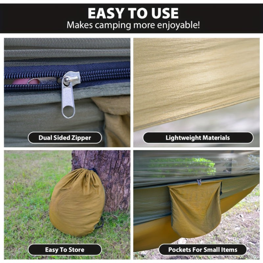 Camping Hammock with Mosquito Net and Sun Shelter