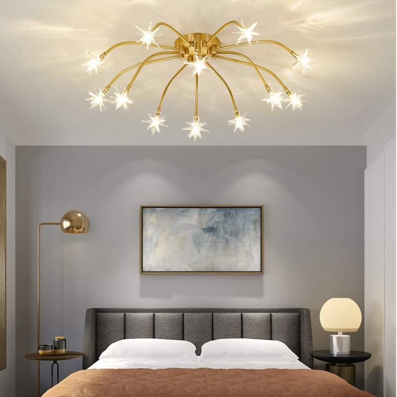 Arisha art déco-taklampa med stjärnmönster — täckning på 10-15㎡, varm belysning