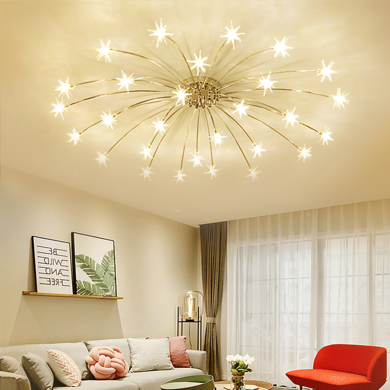 Arisha art déco-taklampa med stjärnmönster — täckning på 10-15㎡, varm belysning