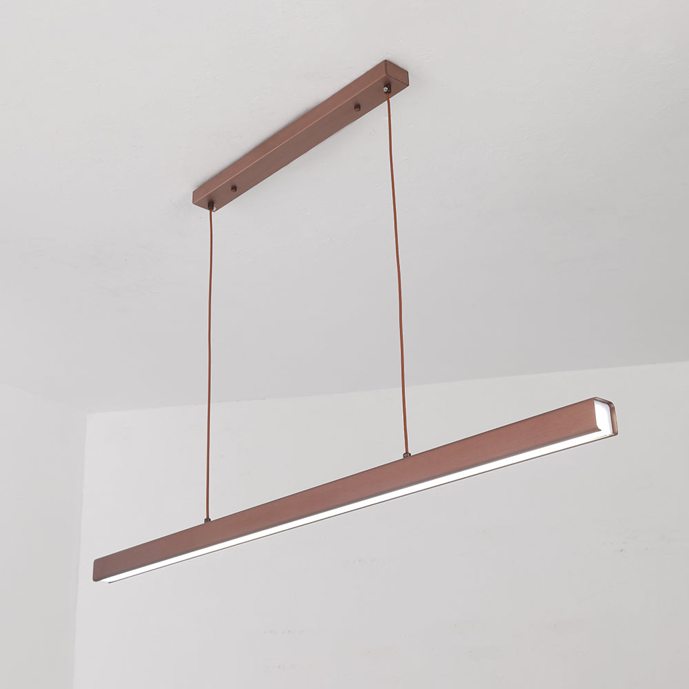 Suspension LED linéaire moderne modèle Thala — Structure en métal, noir/marron