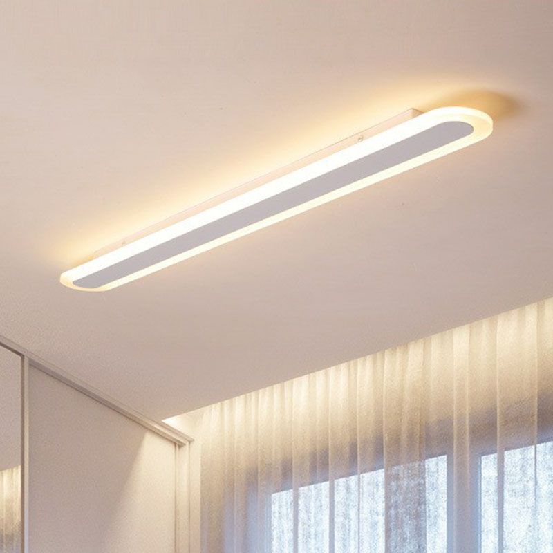 Luz de teto saliente linear oval minimalista Arisha, branca/café — lâmpada LED incluída
