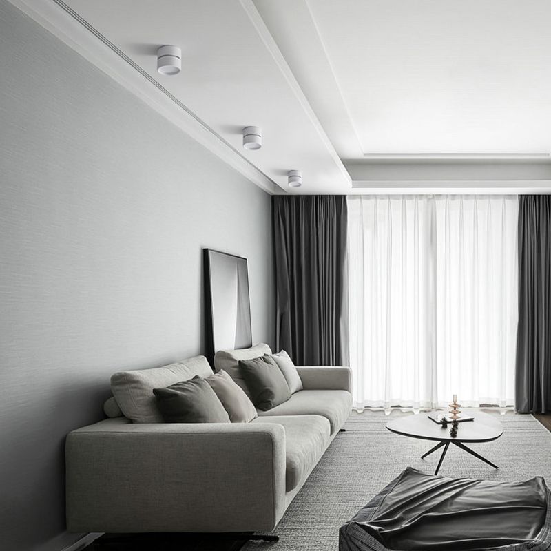 Arisha Flush Mount Ceiling Light Cylindrical Modern, Metal, Black/White, Hallway - Neutralighting