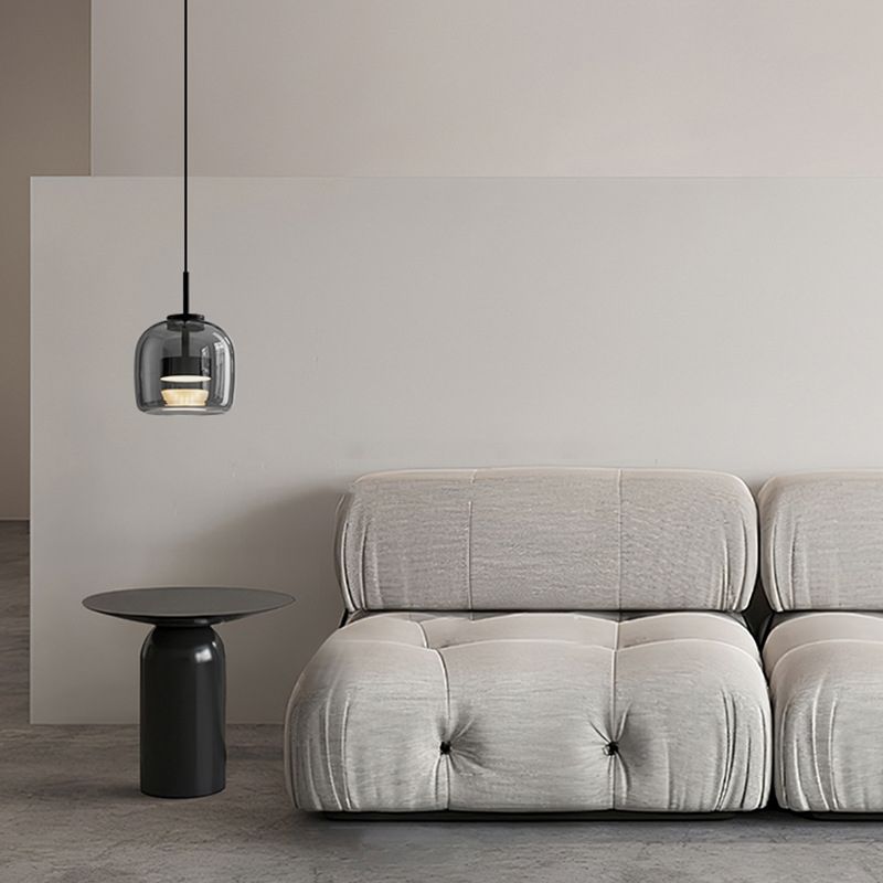 Lámpara colgante minimalista June - pantalla de vidrio gris ahumado