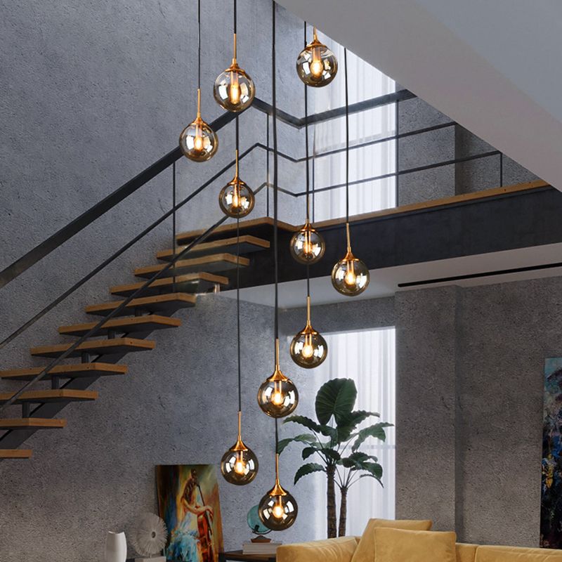 Valentina Modern Spiral Ball Glass Staircase Chandelier - Neutralighting