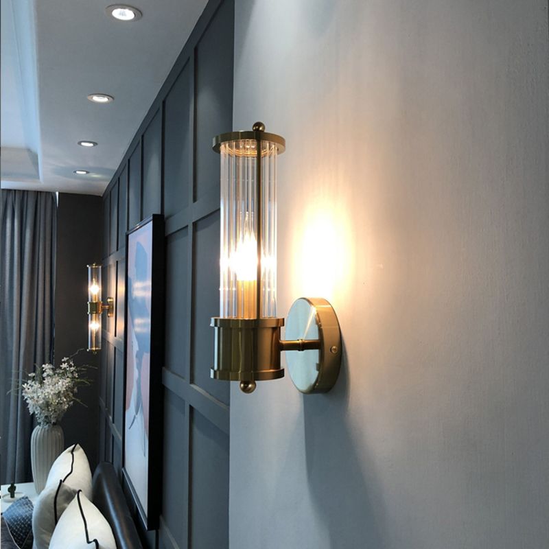 Kristy American Cylindrical Elegant Gold Glass/Metal Vanity Wall Lamp - Neutralighting
