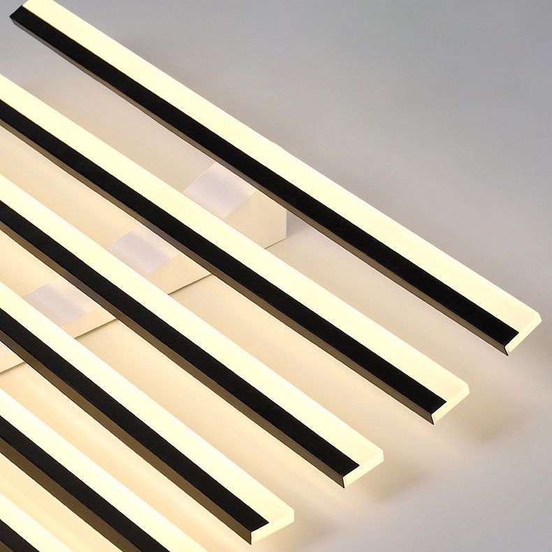 Arisha Flush Mount Ceiling Light — Linear Modern, Wave Black, 10–15㎡ Room Size, Hardwire