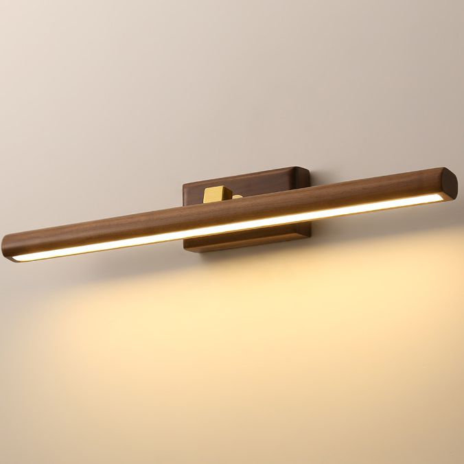 Obrotowa lampa ścienna Muto z lustrem z przodu — drewniana, podłączana na stałe, naturalne światło