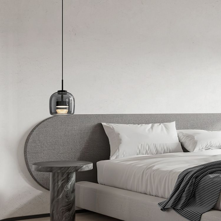 Lámpara colgante minimalista June - pantalla de vidrio gris ahumado