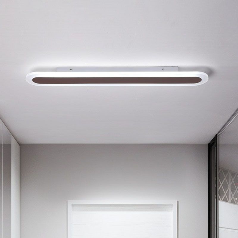 Luz de teto saliente linear oval minimalista Arisha, branca/café — lâmpada LED incluída