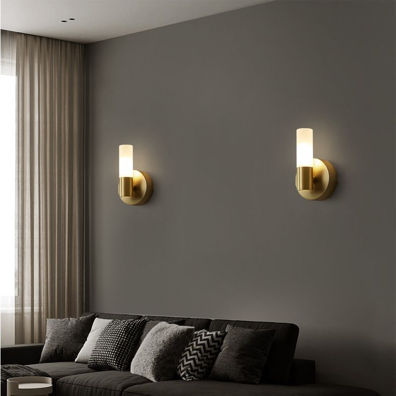 Arisha moderne cylindrisk LED-væglampe i guldmetal