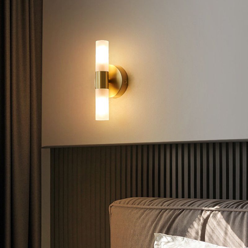 Arisha moderne cylindrisk LED-væglampe i guldmetal
